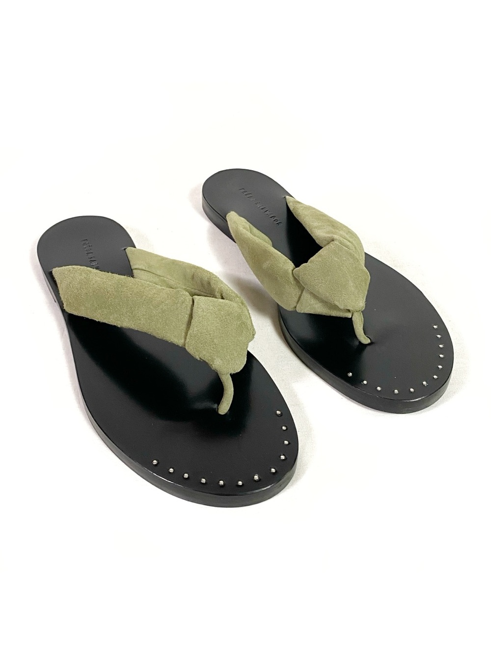 Freda Salvador Cecile Thong Suede Sandals Green